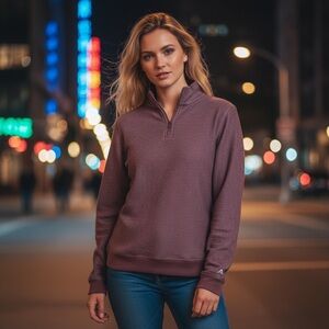 Antigua Maroon Women's Quarter Zip Pullover Stand Up Collar Sporty Cozy‎ Easy On